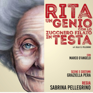 Locandina evento RITA, UN GENIO CON LO ZUCCHERO FILATO IN TESTA