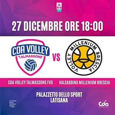Immagine evento CDA VOLLEY TALMASSONS FVG VS MILLENIUM BRESCIA